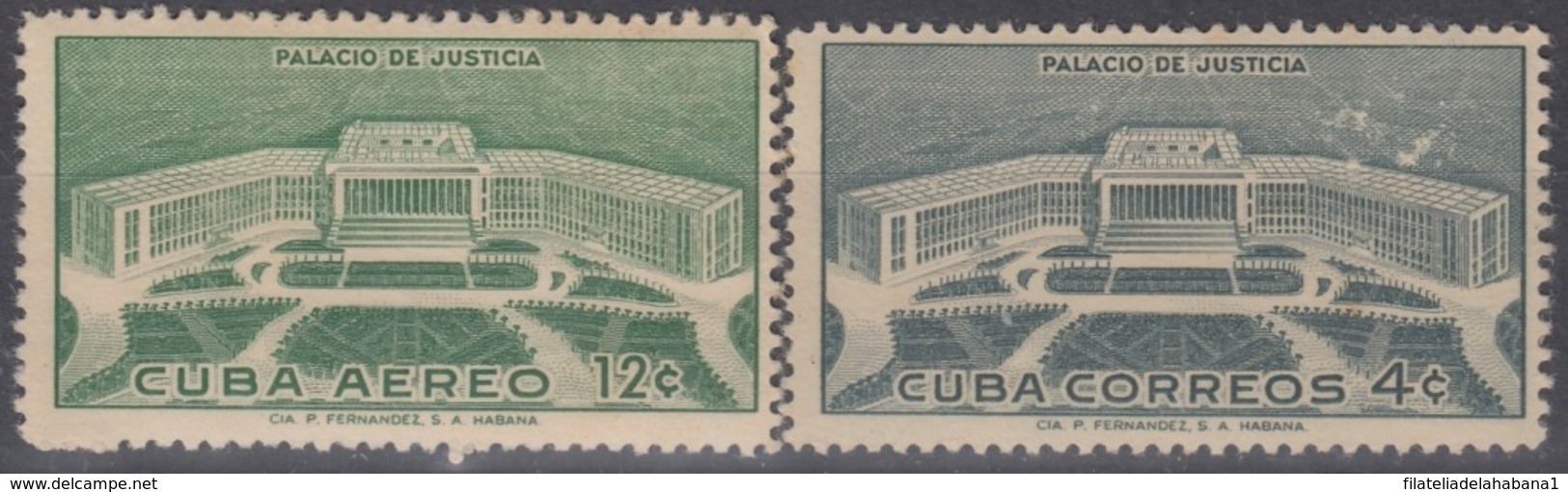 1957-359 CUBA REPUBLICA 1957 Ed.707-08. PALACIO DE JUSTICIA, PALACE OF JUSTICE. LIGERAS MANCHAS. - Unused Stamps