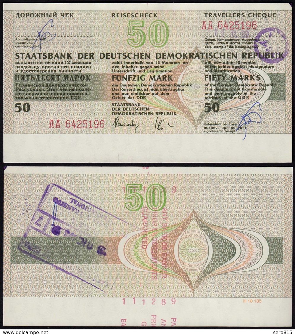 DDR Reisescheck 50 Mark Eingelöst In Der Karibik 1989    (23443 - Sonstige & Ohne Zuordnung