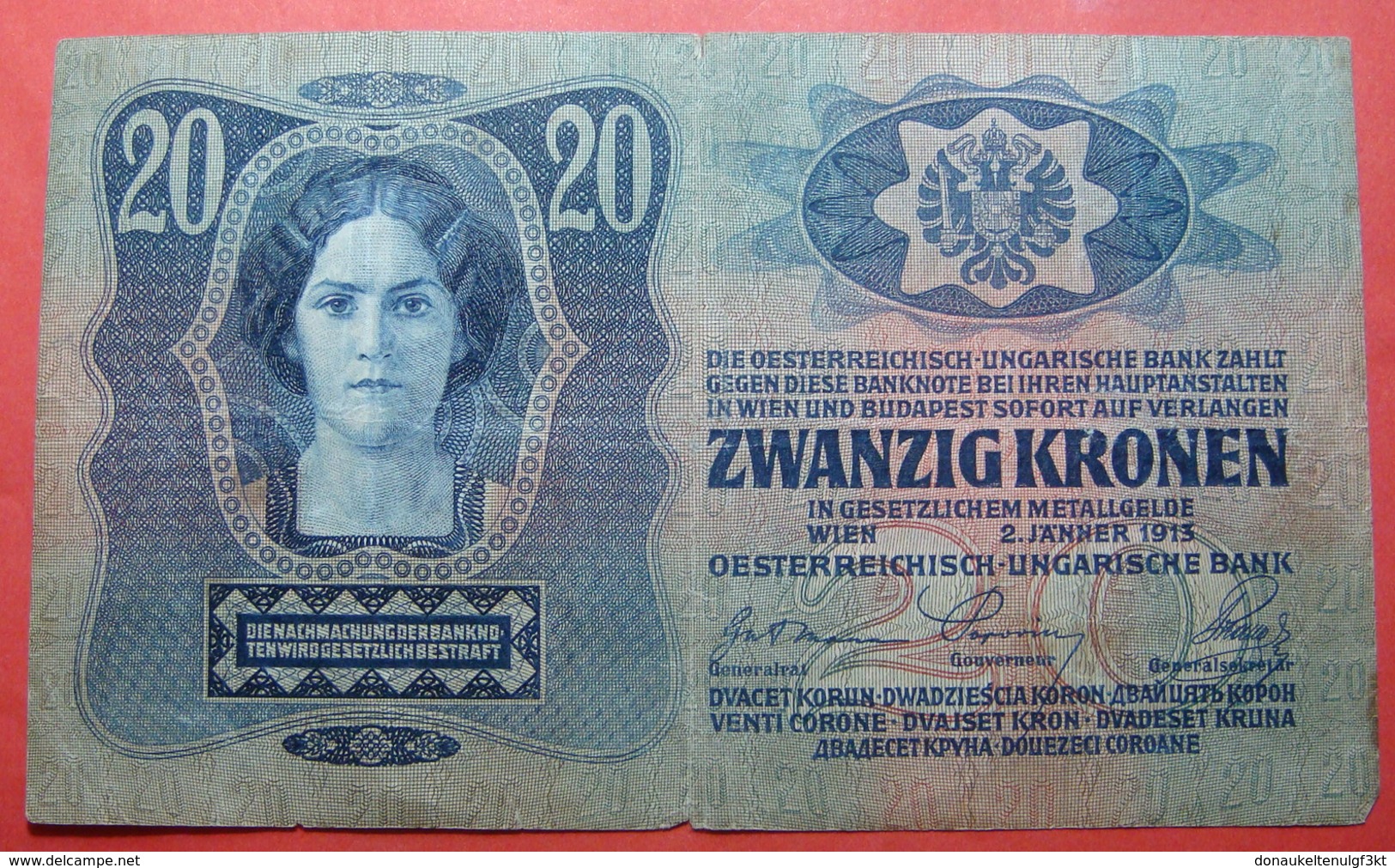 AUSTRIA 20 KRONEN 1913, Serial Number: 832569 - 2242 - Autriche