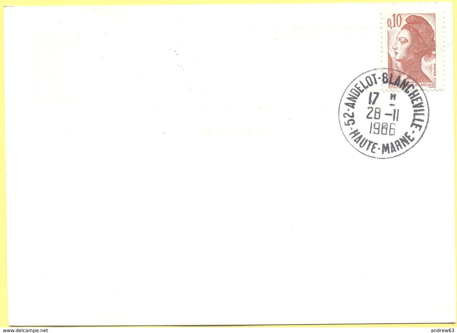 FRANCIA - France - 1986 - 1,80 Liberté De Gandon + Flamme Traité D'Andelot - Carte Postale Illustrée - Intero Postale - - Cartoline Postali E Su Commissione Privata TSC (ante 1995)