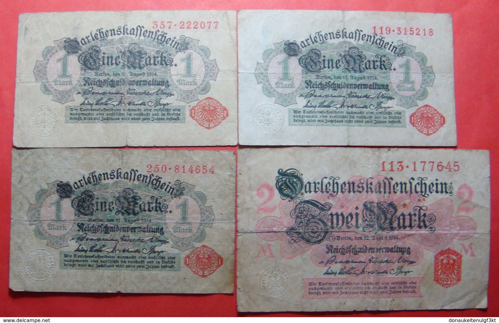 GERMANY LOT X 4 BANKNOTES, 3 X 1 MARK AND 2 MARK - 1 Mark