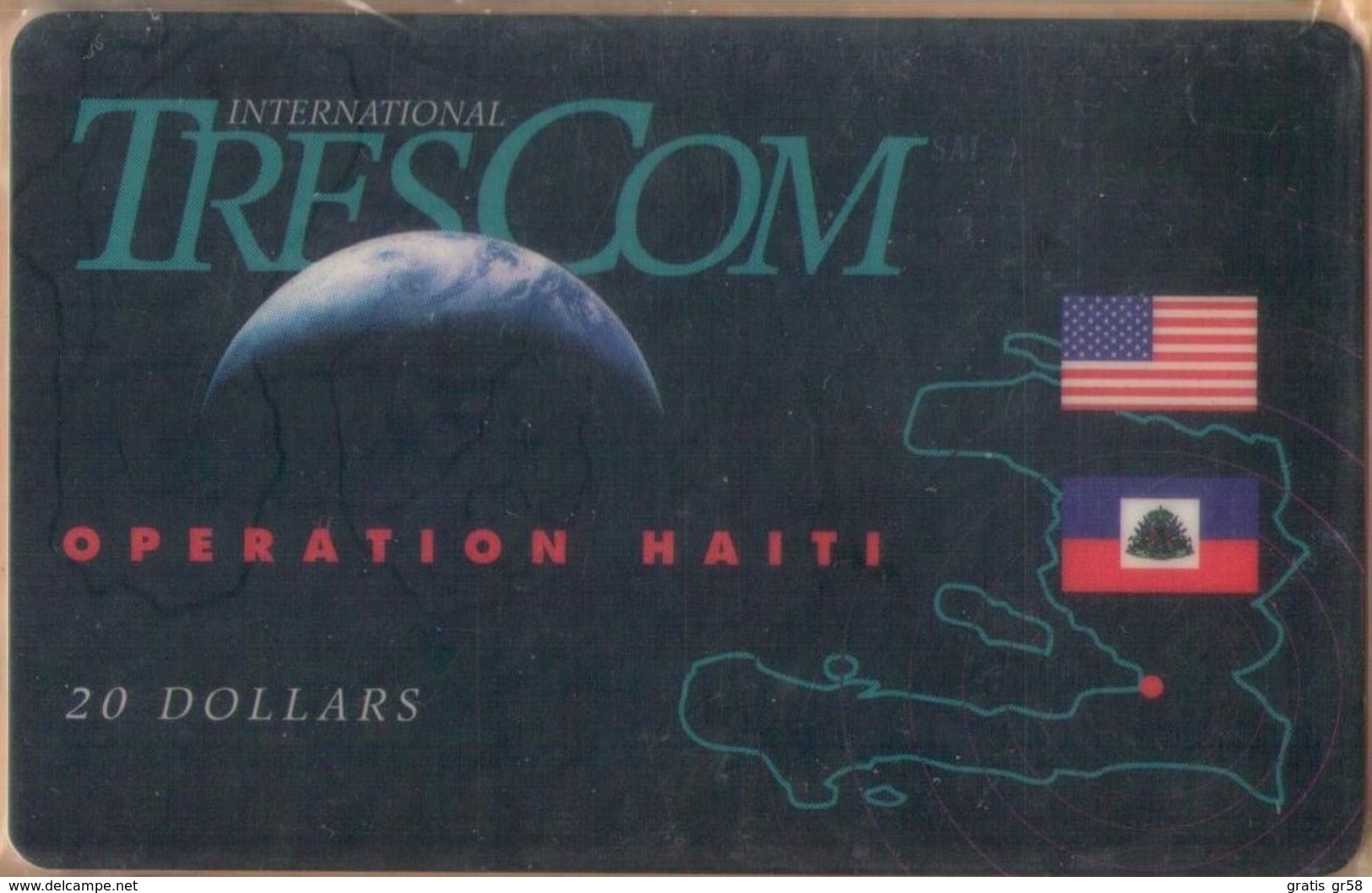 Haiti - HT-TRE-INT-0002A, Operation Haiti (Reverse: Dial 888),  Flags, Globe, Military Forces, Exp.D. 4/97, Mint - NSB - Haïti