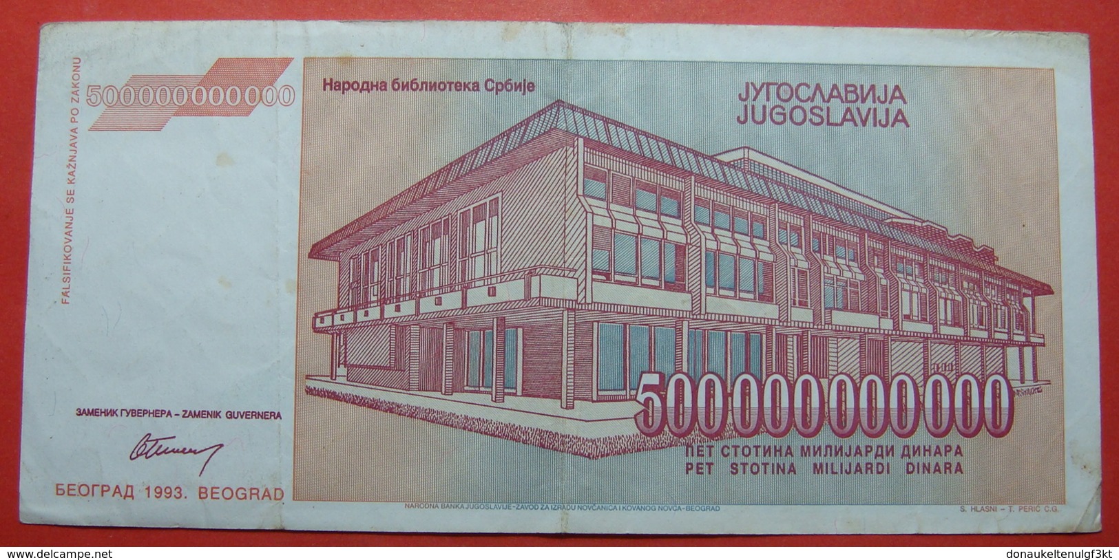 YUGOSLAVIA 500000000000 DINARA 1993, GUINESS RECORD - Yougoslavie