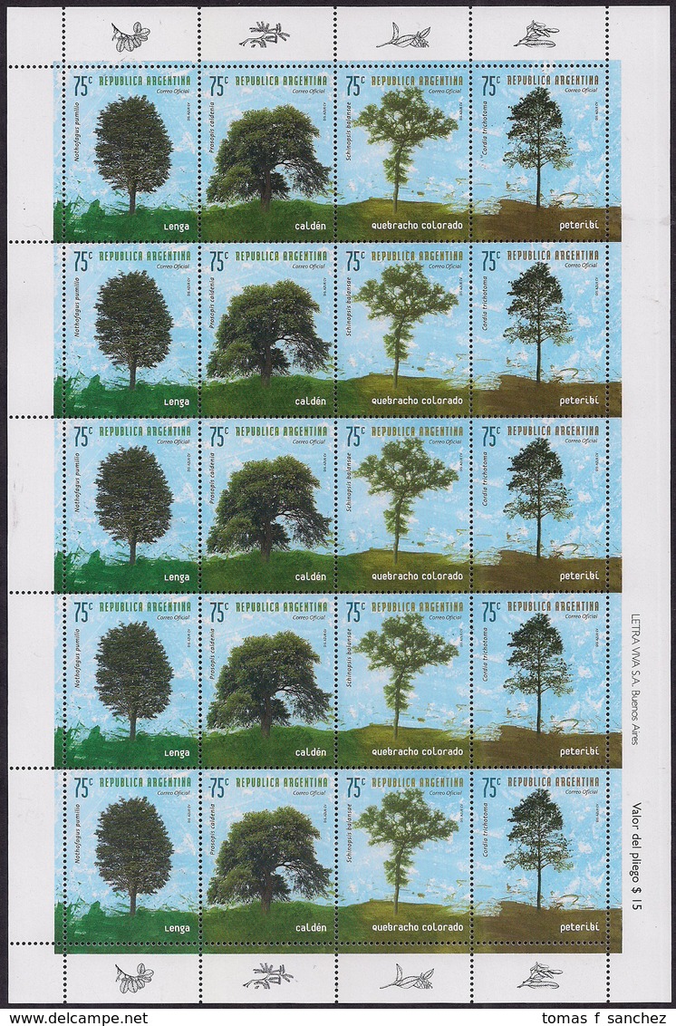 Argentina - 1999 - Richesse Forestière - Arbres - Lenga - Caldén - Quebracho Colorado - Petiribí - Neufs