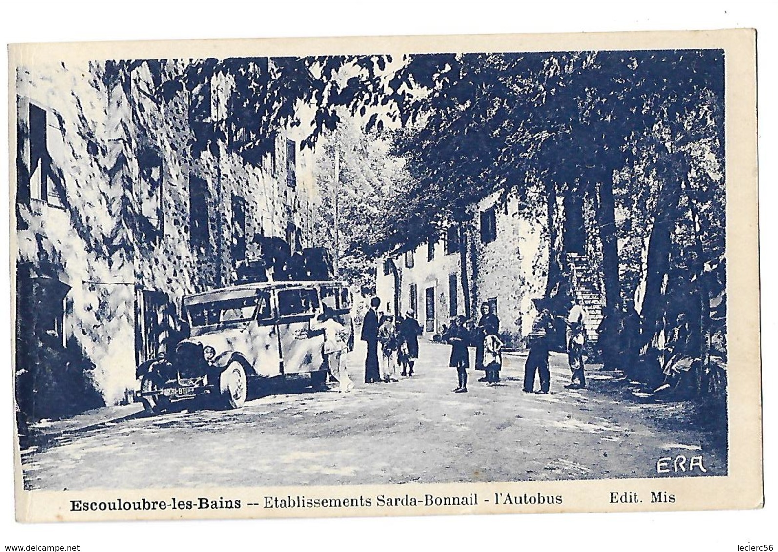 09 ESCOULOUBRE LES BAINS ARRET DE L'AUTOBUS MAISON SARDA BONNAIL CPA 2 SCANS - Altri & Non Classificati