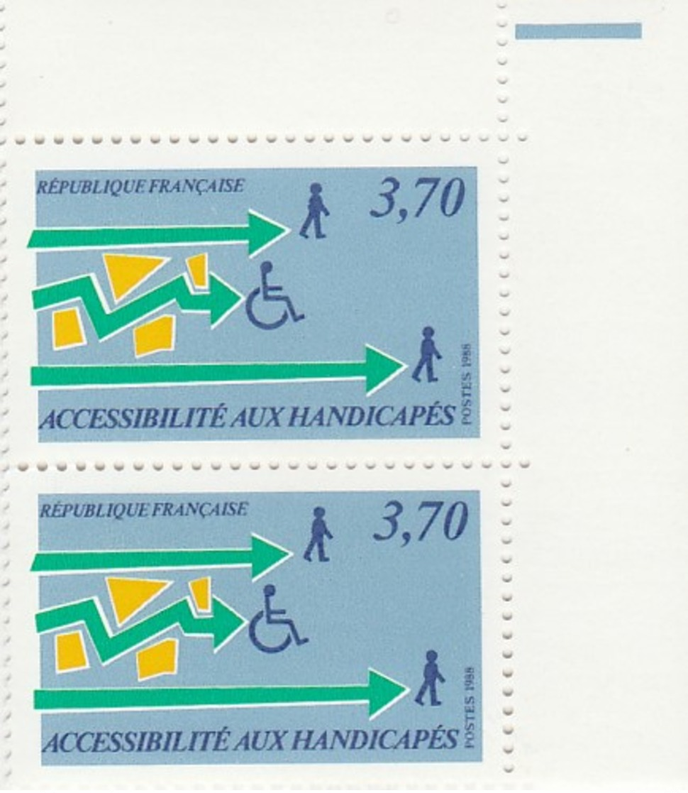 FRANCE 1988 N°2536*° ACCESSIBILITE HANDICAPES LA PAIRE BDF - Unused Stamps