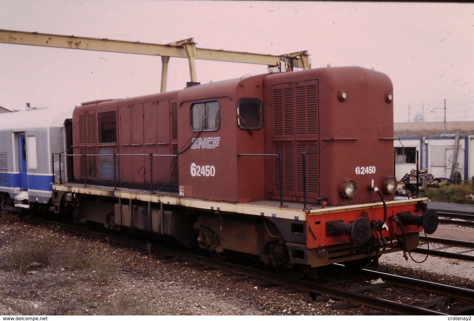 Photo Diapo Diapositive Slide Train Wagon Loco Locomotive Diesel SNCF 62450 VOIR ZOOM - Diapositives