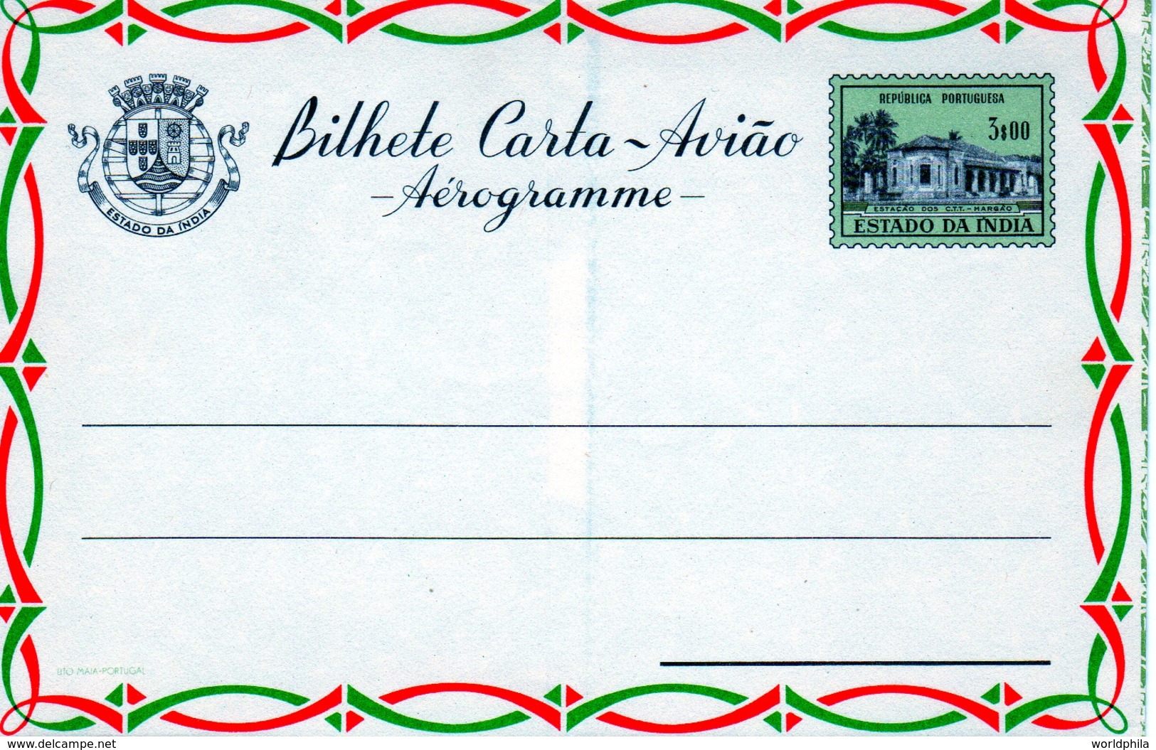 Portuguese, Estado Da India Province 1959 "Margao Post Office" Aerogramme, Air Letter. H&G F8 MINT II - Portuguese India