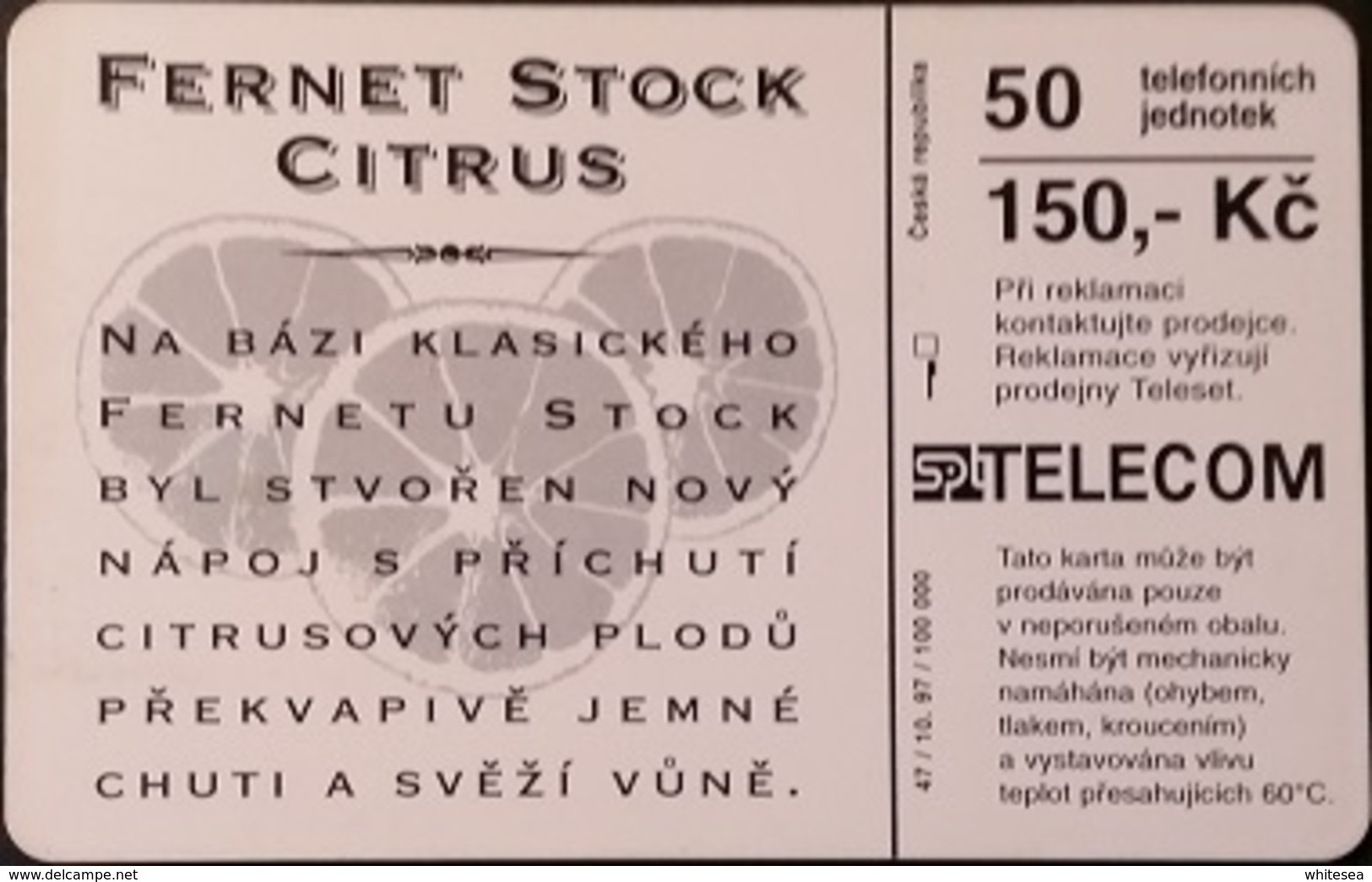 Telefonkarte Tschechien - Werbung - Fernet Stock Citrus - 47/10.97 - Tschechische Rep.