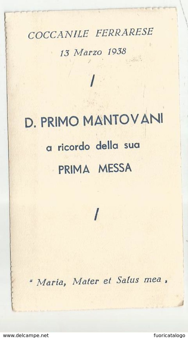 SANTINO SERIE F 161-ERGO DORMIO ET COR MEUM VIGILANT -RICORDO 1^ MESSA -COCCANILE FERRARESE 1938 - Santini