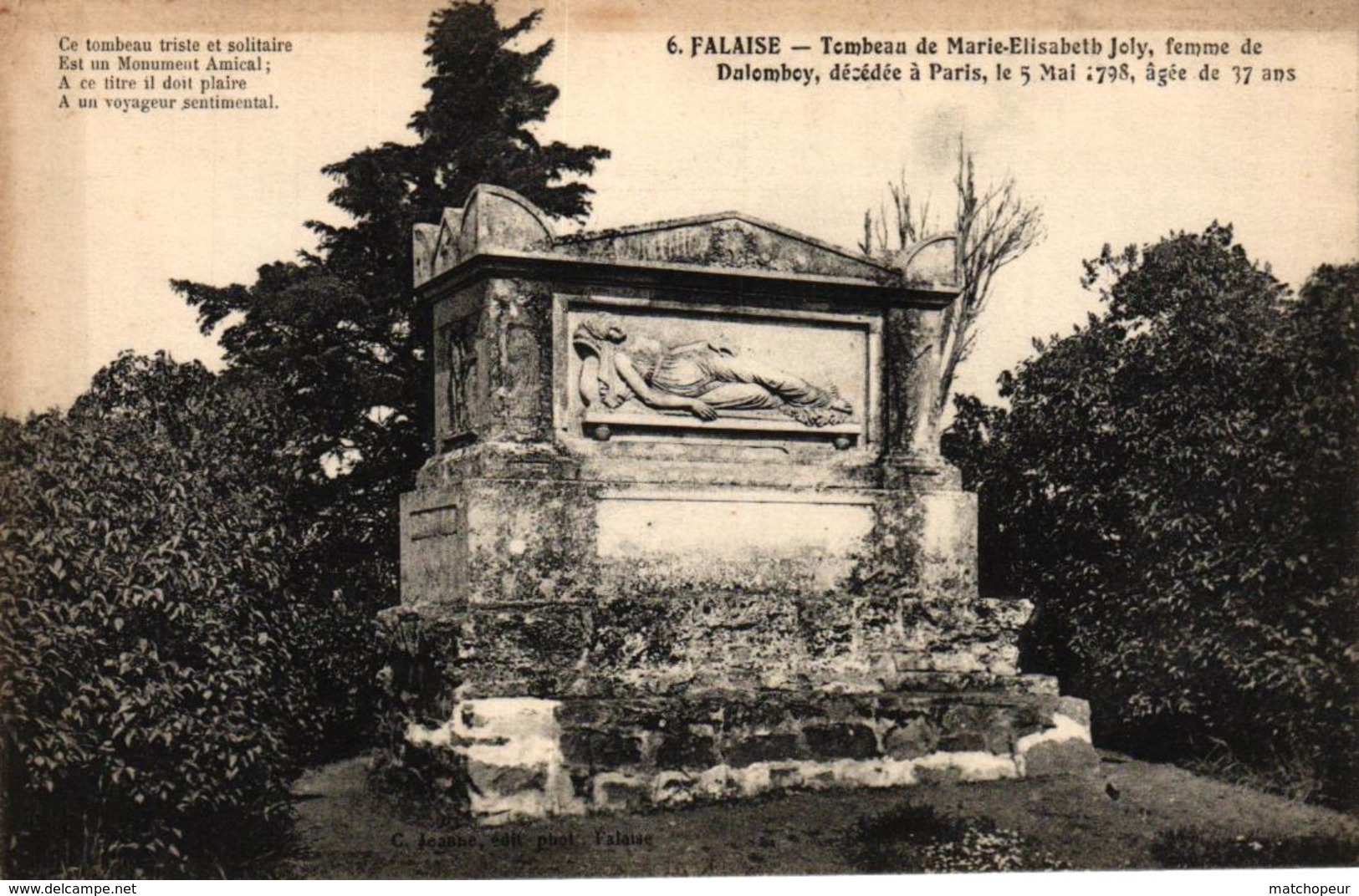 FALAISE  TOMBEAU DE MARIE ELISABETH JOLY FEMME DE DALOMBOY - Falaise