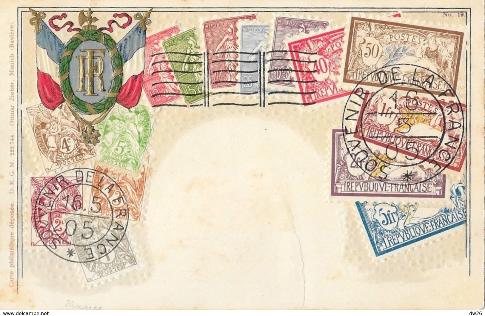 Carte Philatélique D.R.G.M. Non Circulée: Souvenir De France, République Française 1905 - Briefmarken (Abbildungen)