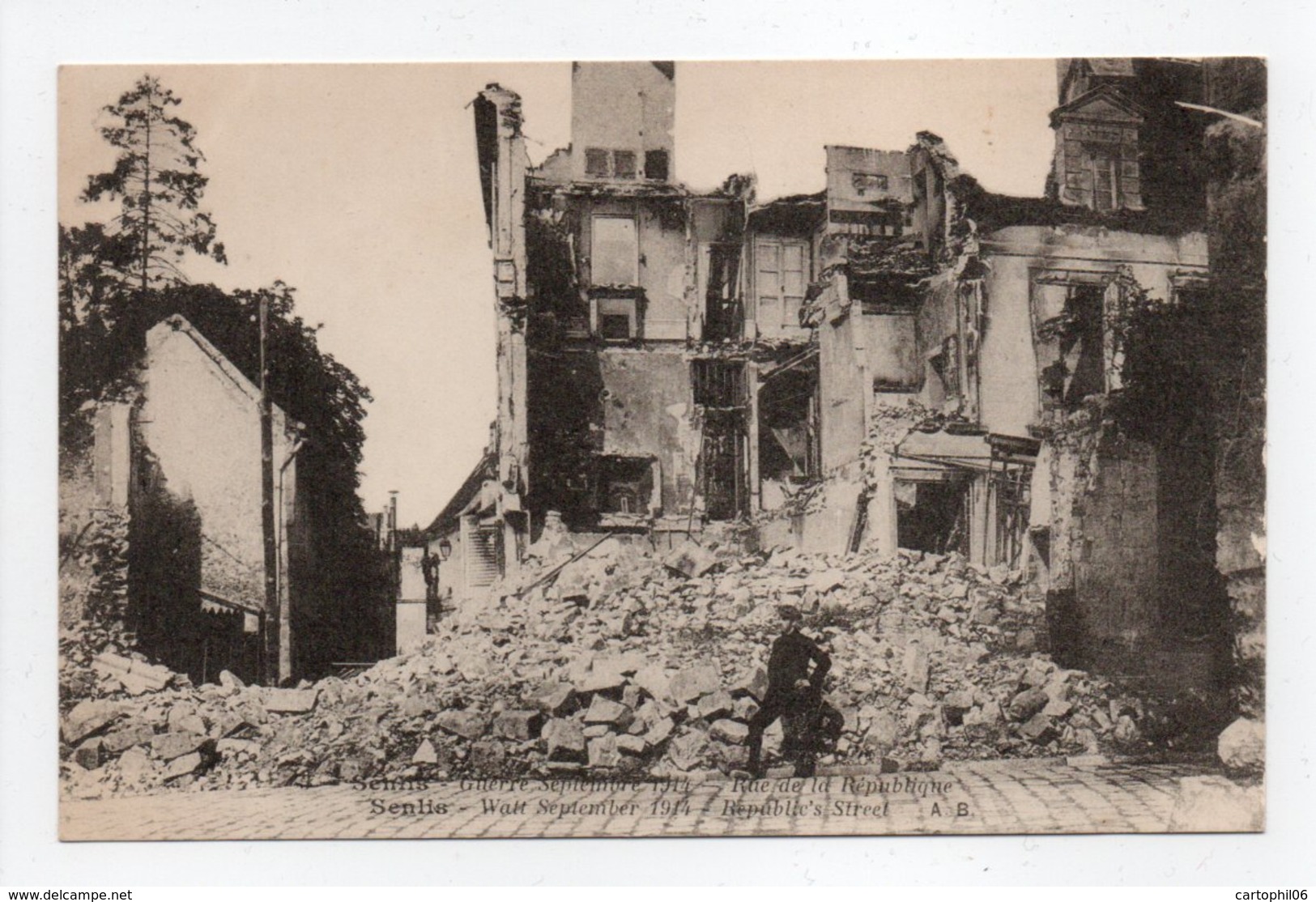- CPA SENLIS (60) - Guerre Septembre 1914 - Rue De La République - Edition A. B. - - Senlis