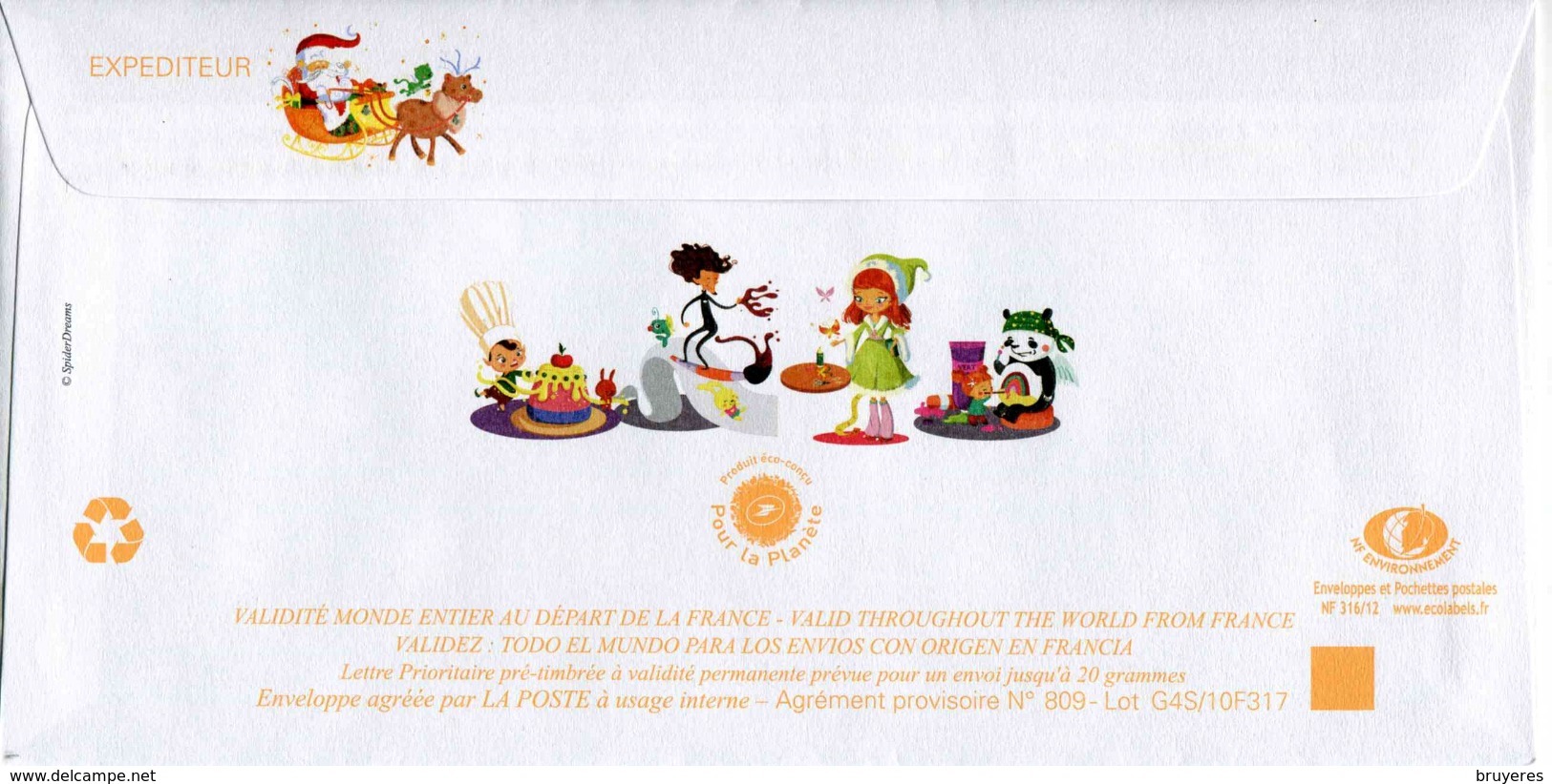 Env.** "Pére Noël 2010" Avec Timbre "Père Noël Type MonTimbraMoi - Monde 20 G" Avec Sa Carte, Ouverte Et Non Circulée - Prêts-à-poster:  Autres (1995-...)