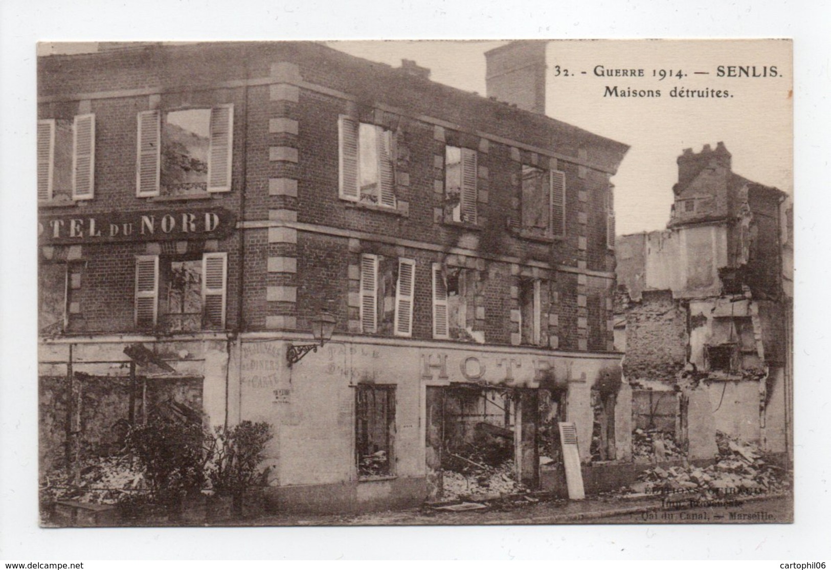 - CPA SENLIS (60) - Guerre 1914 - Maisons Détruites (HOTEL DU NORD) - Editions GUIBAUD N° 32 - - Senlis