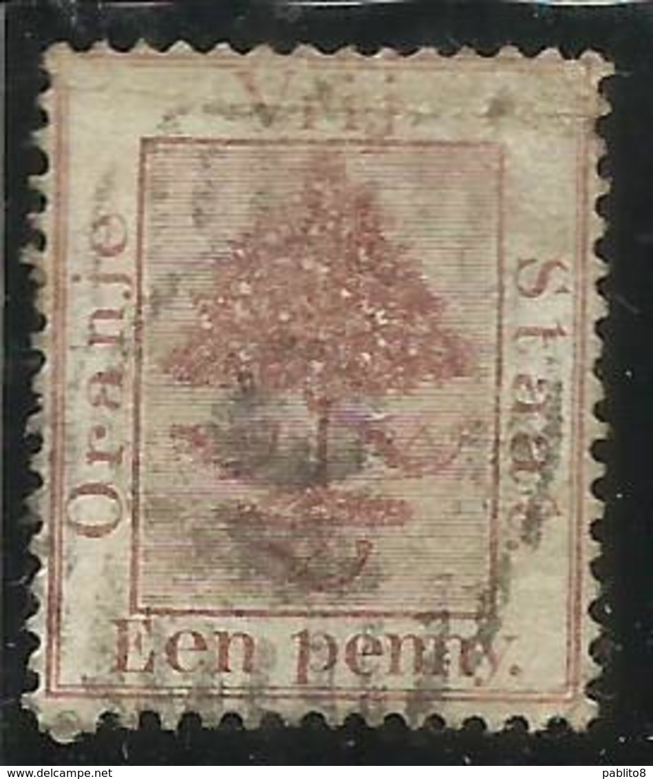 ORANGE FREE STATE STATO LIBERO 1868 1900 TREE ALBERO PENNY VIOLET EEN PENNY ONE 1p 1894 USED USATO - Orange Free State (1868-1909)