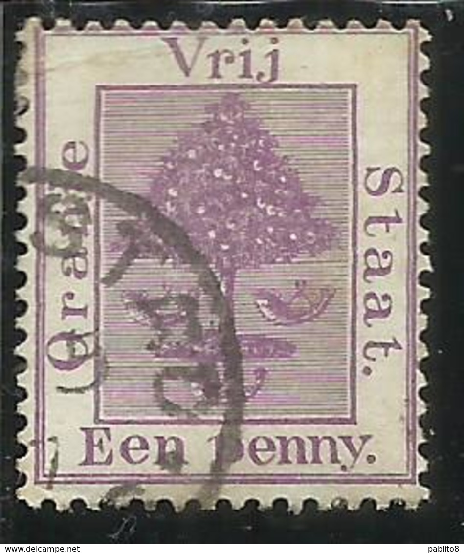 ORANGE FREE STATE STATO LIBERO 1868 1900 TREE ALBERO PENNY VIOLET EEN PENNY ONE 1p 1894 USED USATO - Orange Free State (1868-1909)