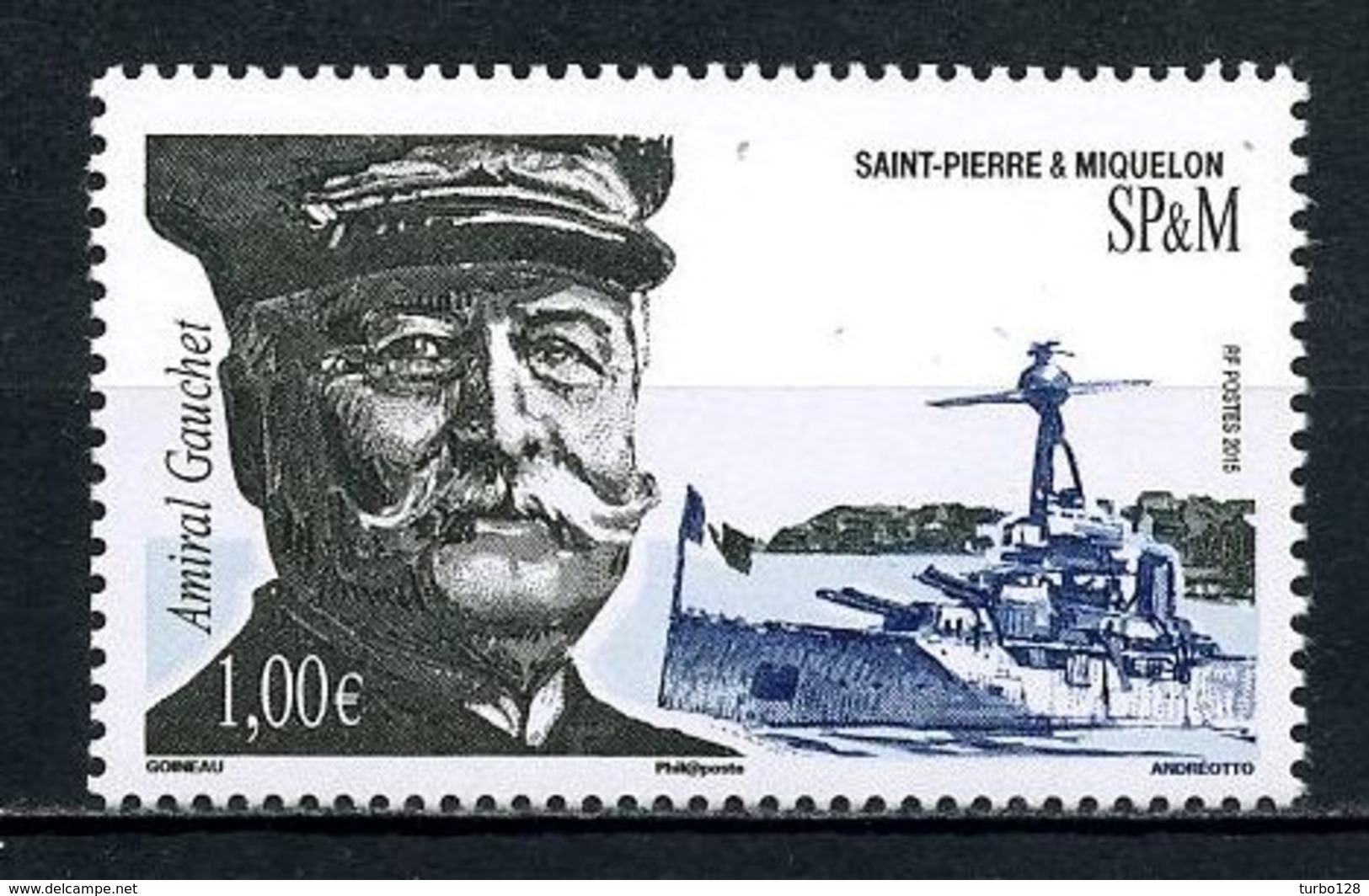 SPM Miquelon 2015 N° 1146 ** Neuf MNH Superbe Bateaux Sous-marin Personnalité Amiral Gauchet Portrait Baots - Neufs