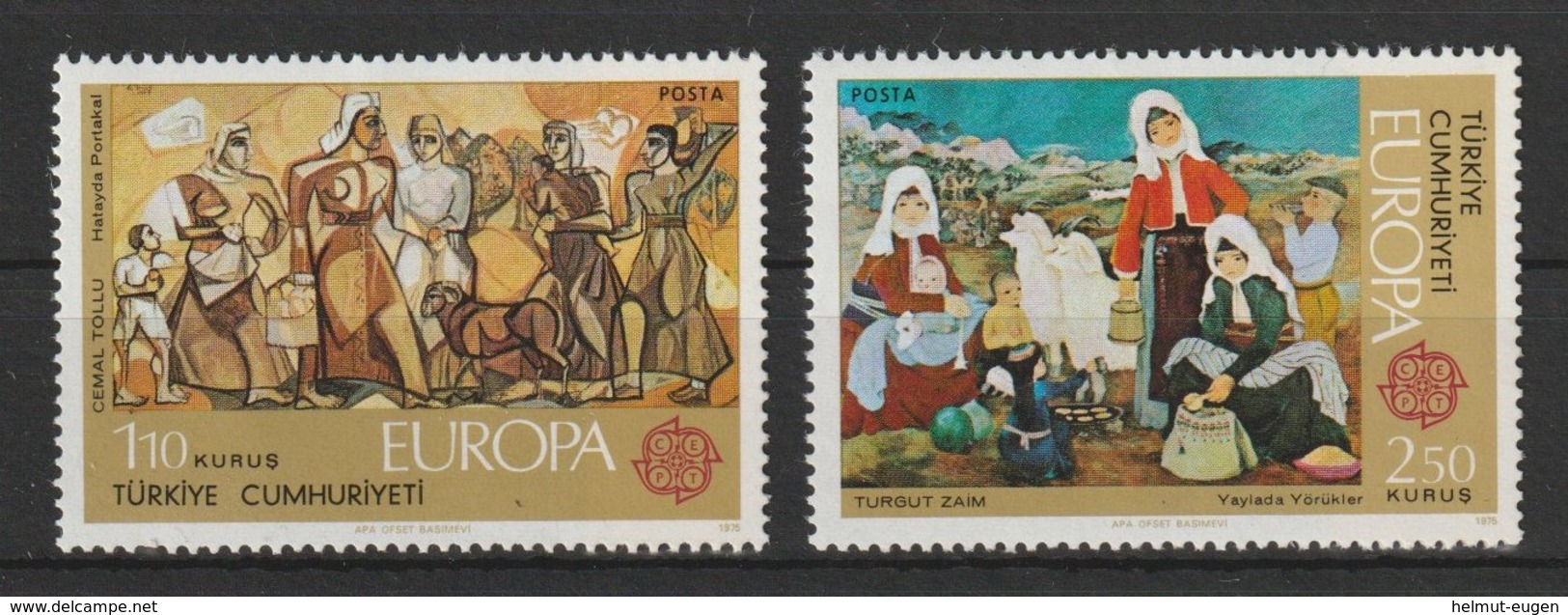 MiNr. 2355 - 2356  Türkei 1975, 28. April. Europa: Gemälde. - Ungebraucht