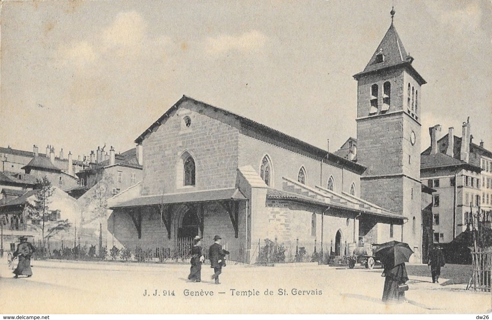 Genève - Le Temple De St Saint Gervais - Carte J.J. Animée N° 914 - Genève