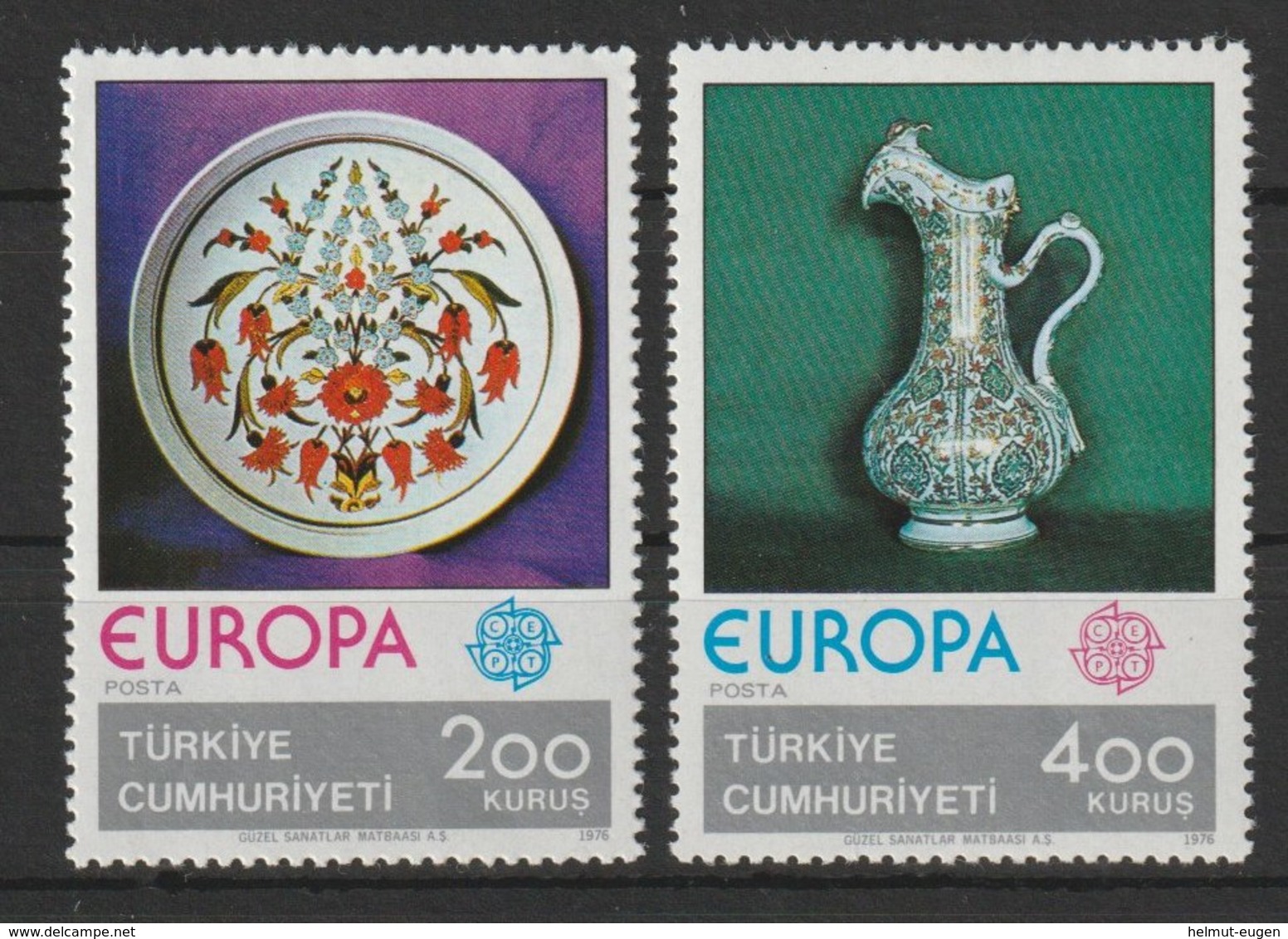 MiNr. 2385 - 2386  Türkei 1976, 3. Mai. Europa: Kunsthandwerk. - Ungebraucht