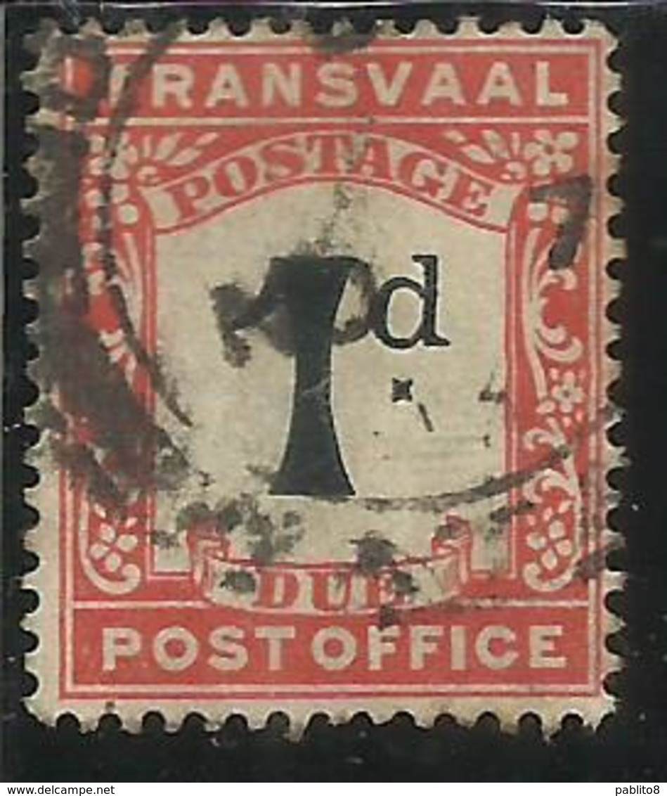 TRANSVAAL 1907 POSTAGE DUE SEGNATASSE TASSE TAXE ONE PENNY 1p USATO USED OBLITERE' - Transvaal (1870-1909)
