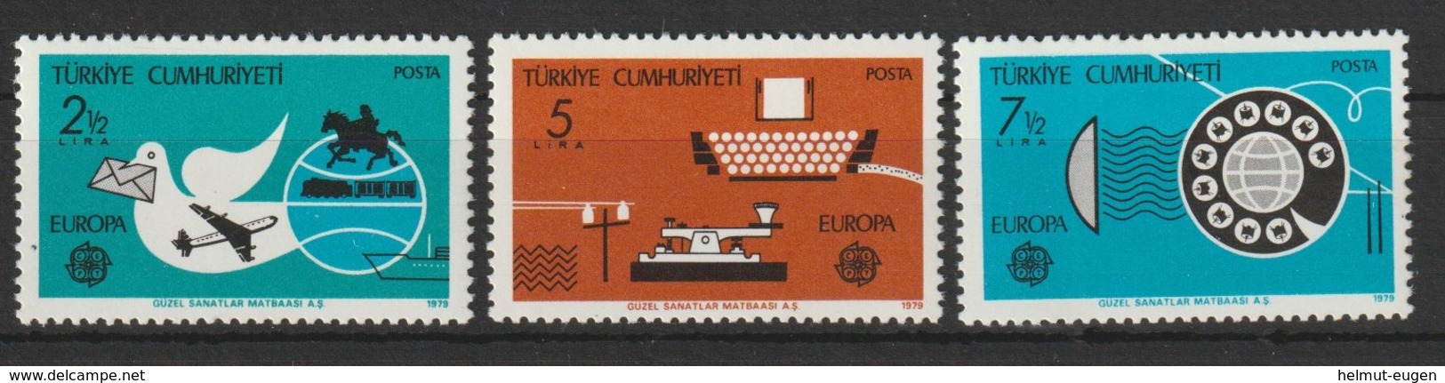 MiNr. 2477 - 2479  Türkei 1979, 30. April. Europa: Geschichte Des Post- Und Fernmeldewesens. - Ungebraucht