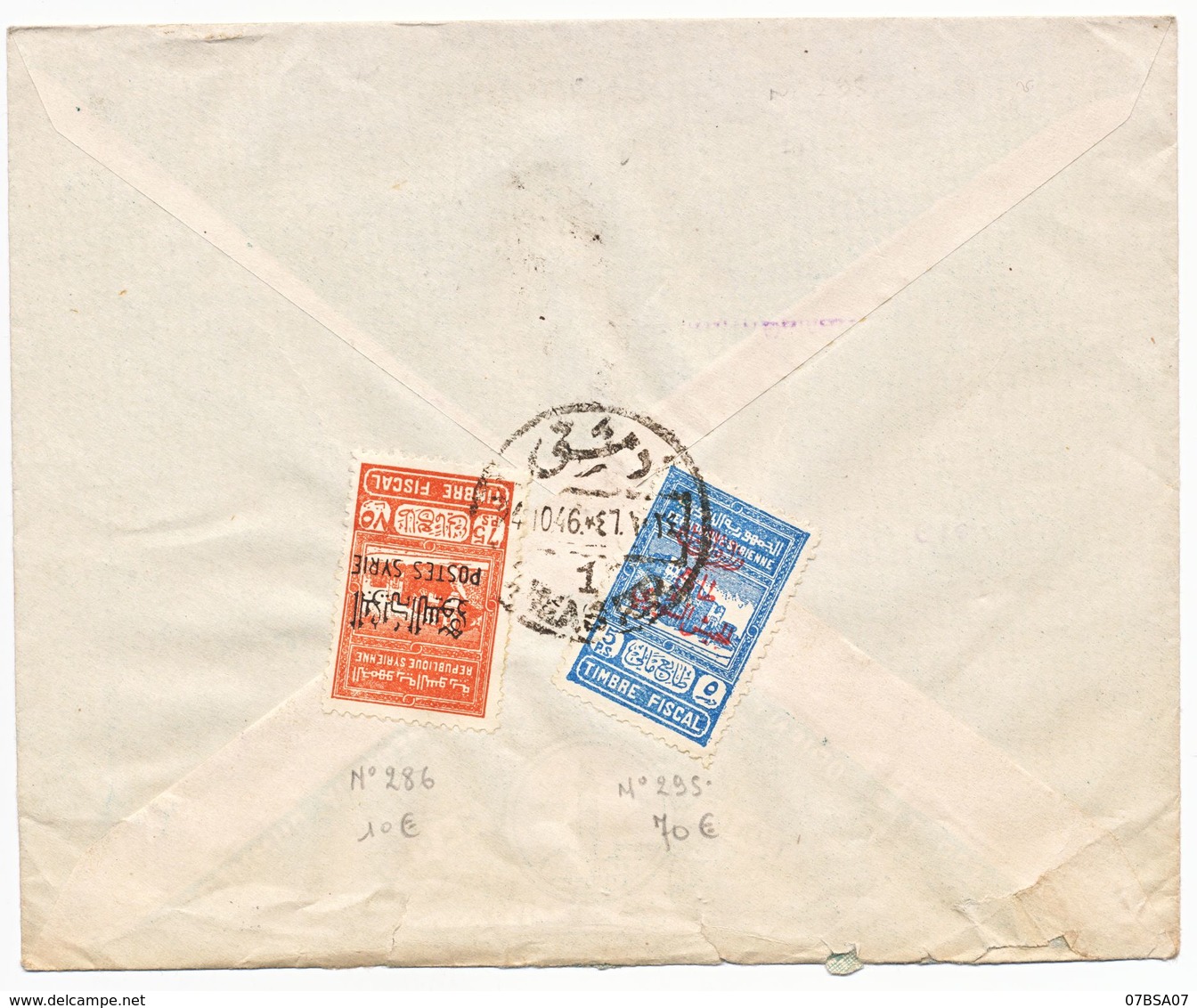 SYRIE ENV 1946 DAMAS COMPO DONT N° 286 SUR LETTRE => FRANCE ( COTE DETACHE 70 EUROS ) RARE - Syrie