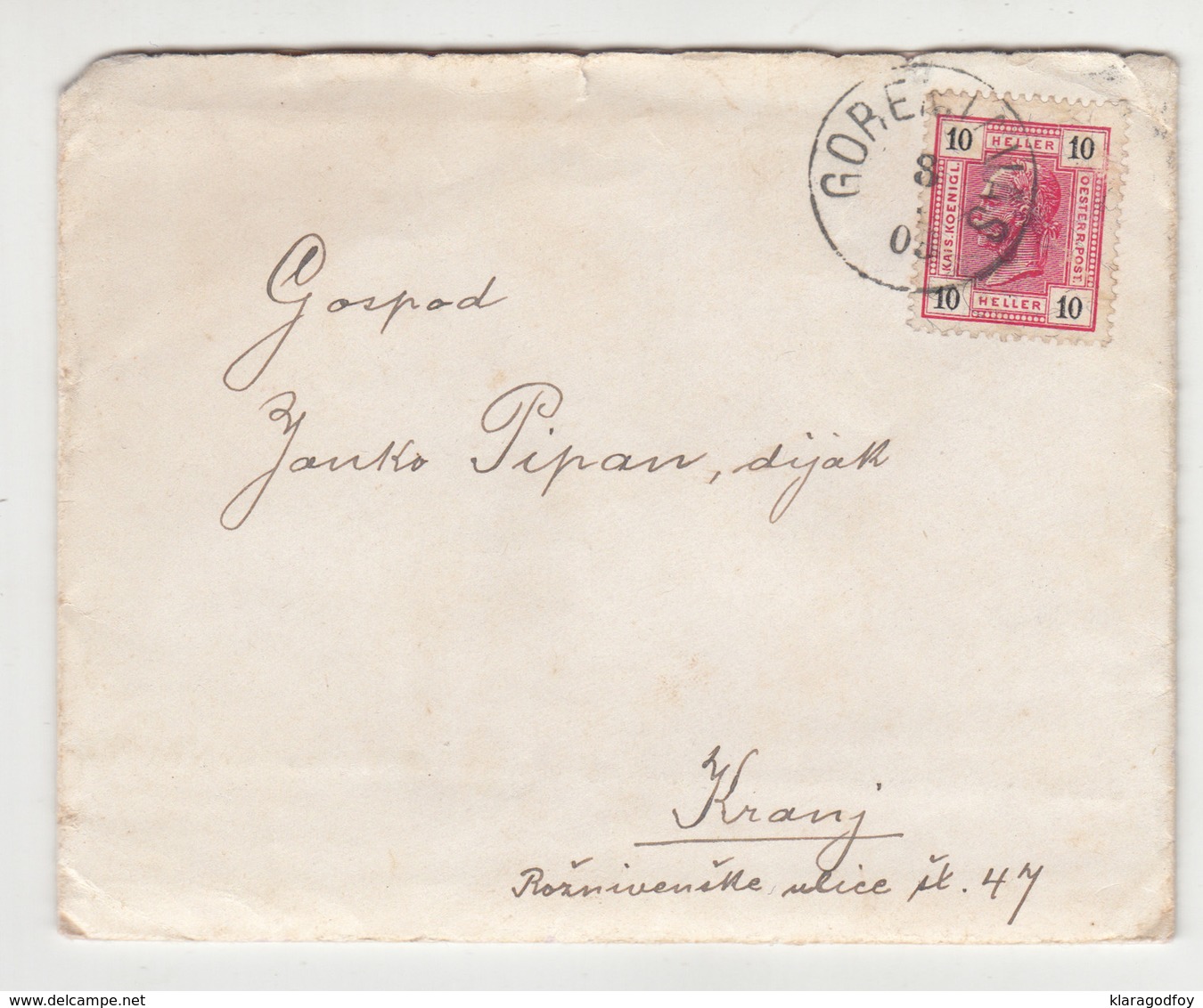 Austria Slovenia Letter Travelled 1905 Gorenja Vas To Kranj B190220 - Slovenia