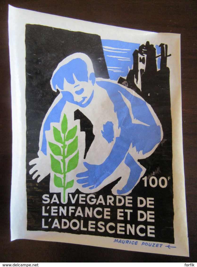 France - Lot de 7 Vignettes grand format dont Jeunesse en Plein Air et Sauvegarde de l'Enfance - Années 1960