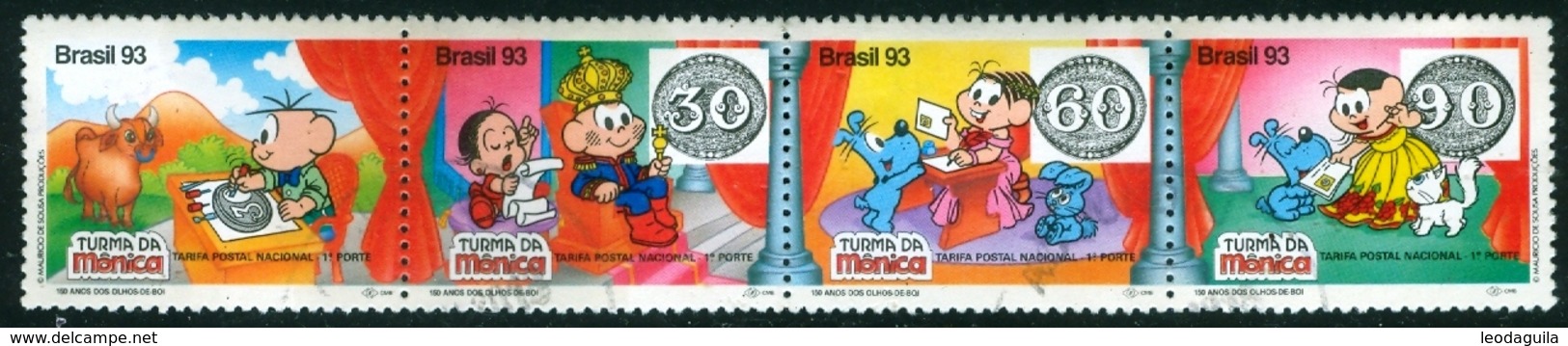 BRAZIL #2415  -  CARTOON  - COMICS - TURMA DA MÔNICA  - STRIP OF 4- USED - Used Stamps