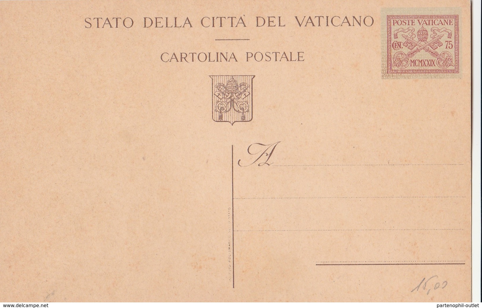 Vaticano Intero Postale Da 75 Cents. - Postal Stationeries