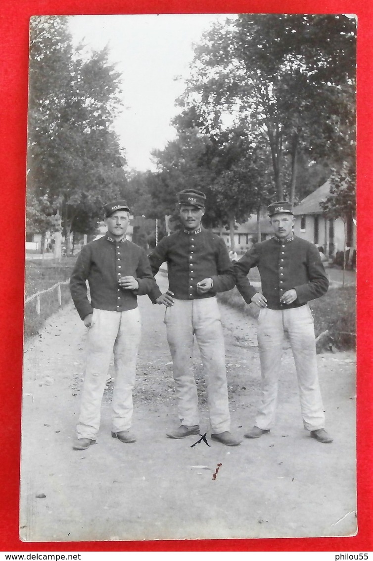 Carte Photo 51 CHALONS SUR MARNE 3 Militaires Du 106 RI 4eme Compagnie Pour Ste Menehould - Régiments