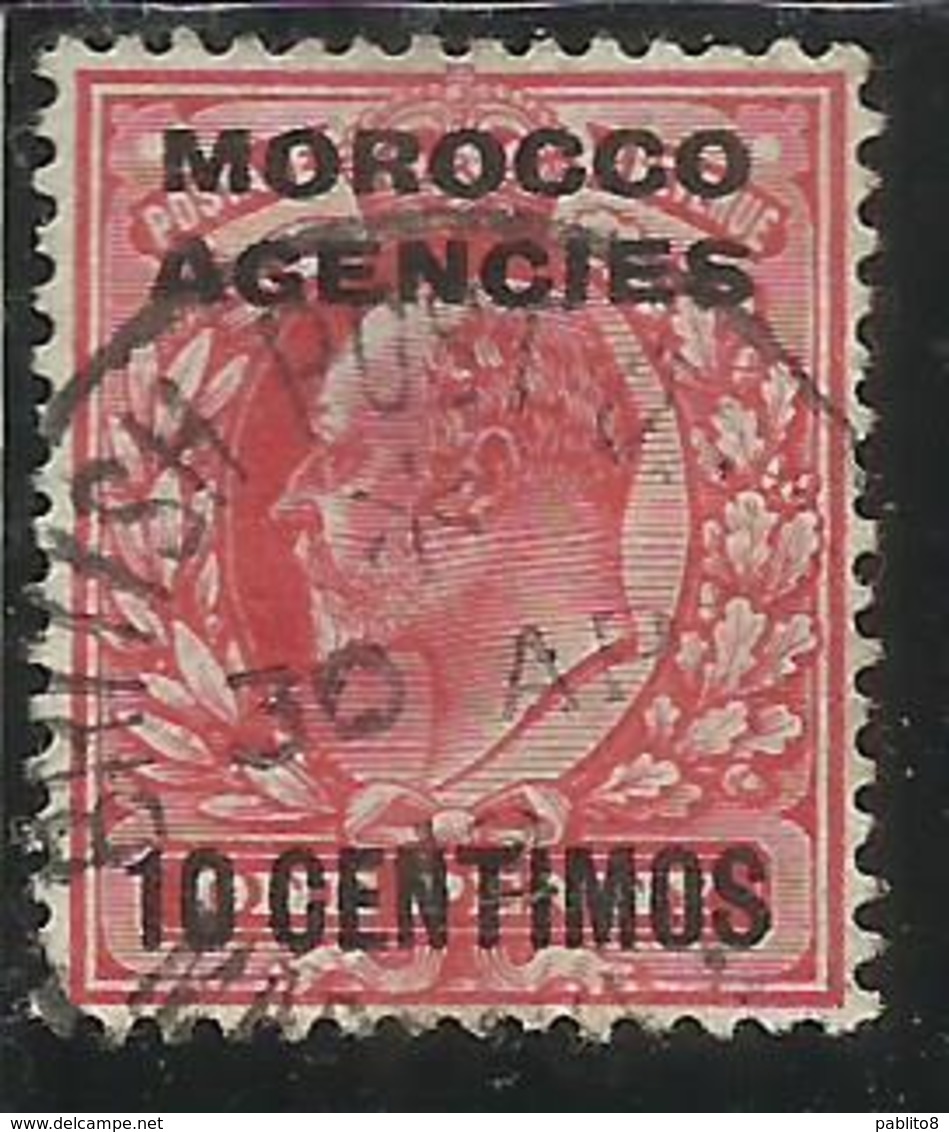 MAROC MAROCCO MOROCCO AGENCIES 1907 1910 KING EDWARD RE EDOARDO CENT. 10c On 1p USATO USED OBLIT - Uffici In Marocco / Tangeri (…-1958)