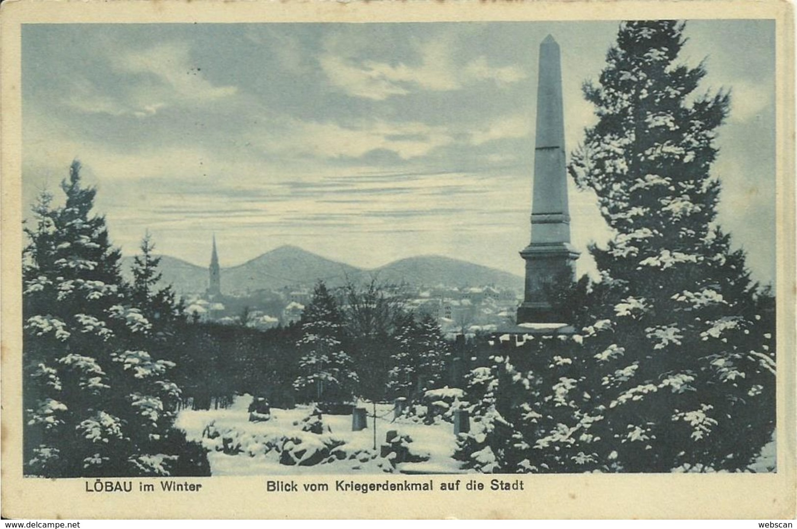 AK Löbau Kriegerdenkmal + Ort Im Winter 1915 FP #05 - Loebau