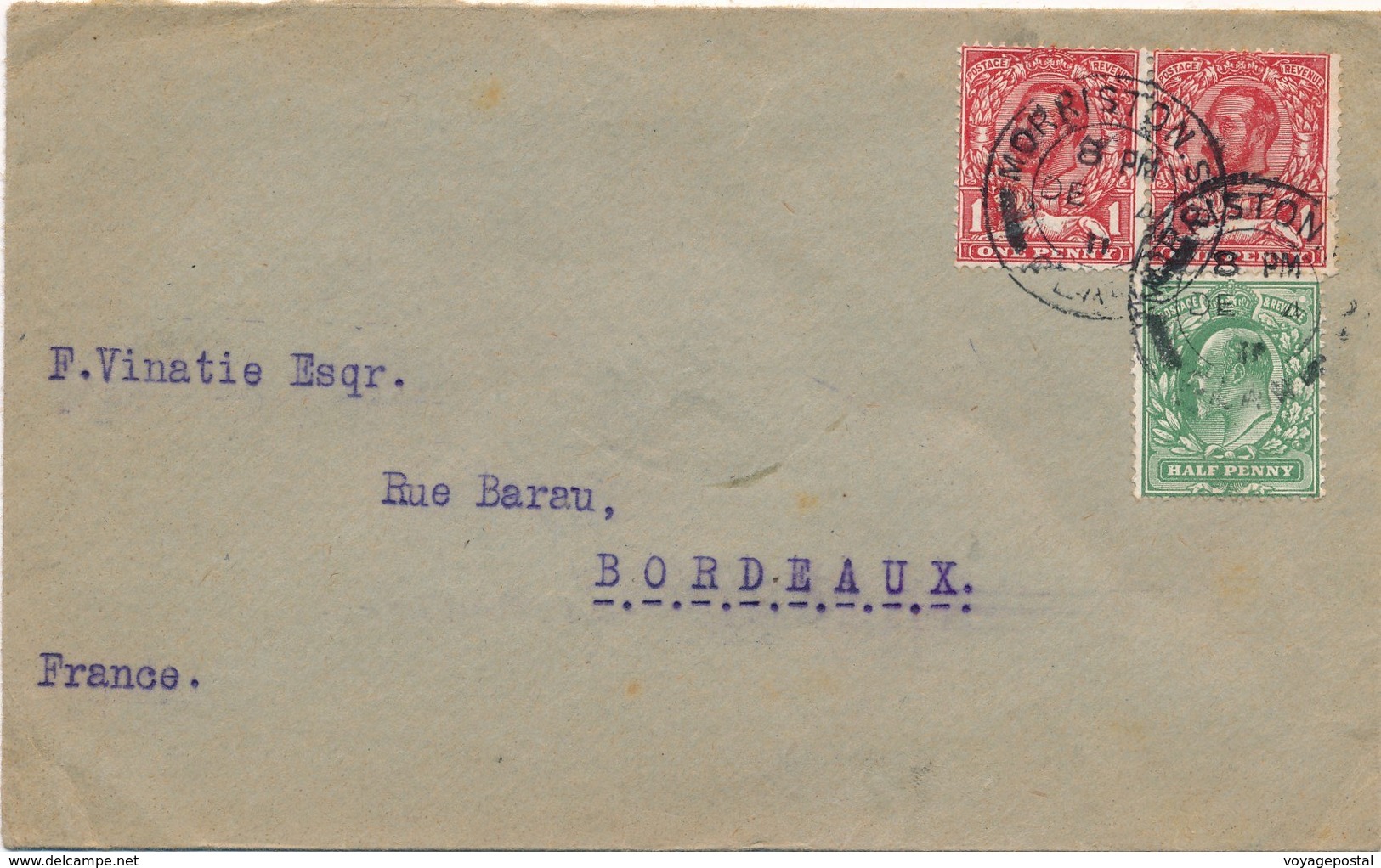 Lettre Morriston Pour Bordeaux - Storia Postale