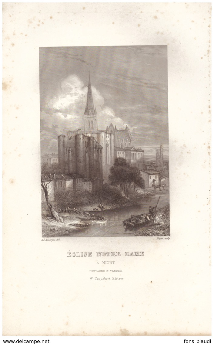 1844 - Gravure Sur Acier - Niort (Deux-Sèvres) - L'église Notre-Dame - FRANCO DE PORT - Estampes & Gravures