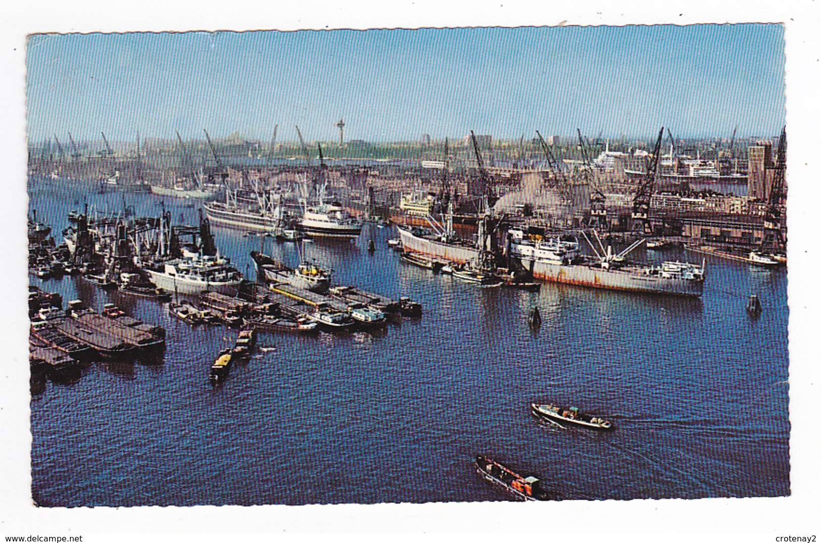 Rotterdam Vue Sur Le Port En 1962 Bateaux Cargo Péniches - Rotterdam