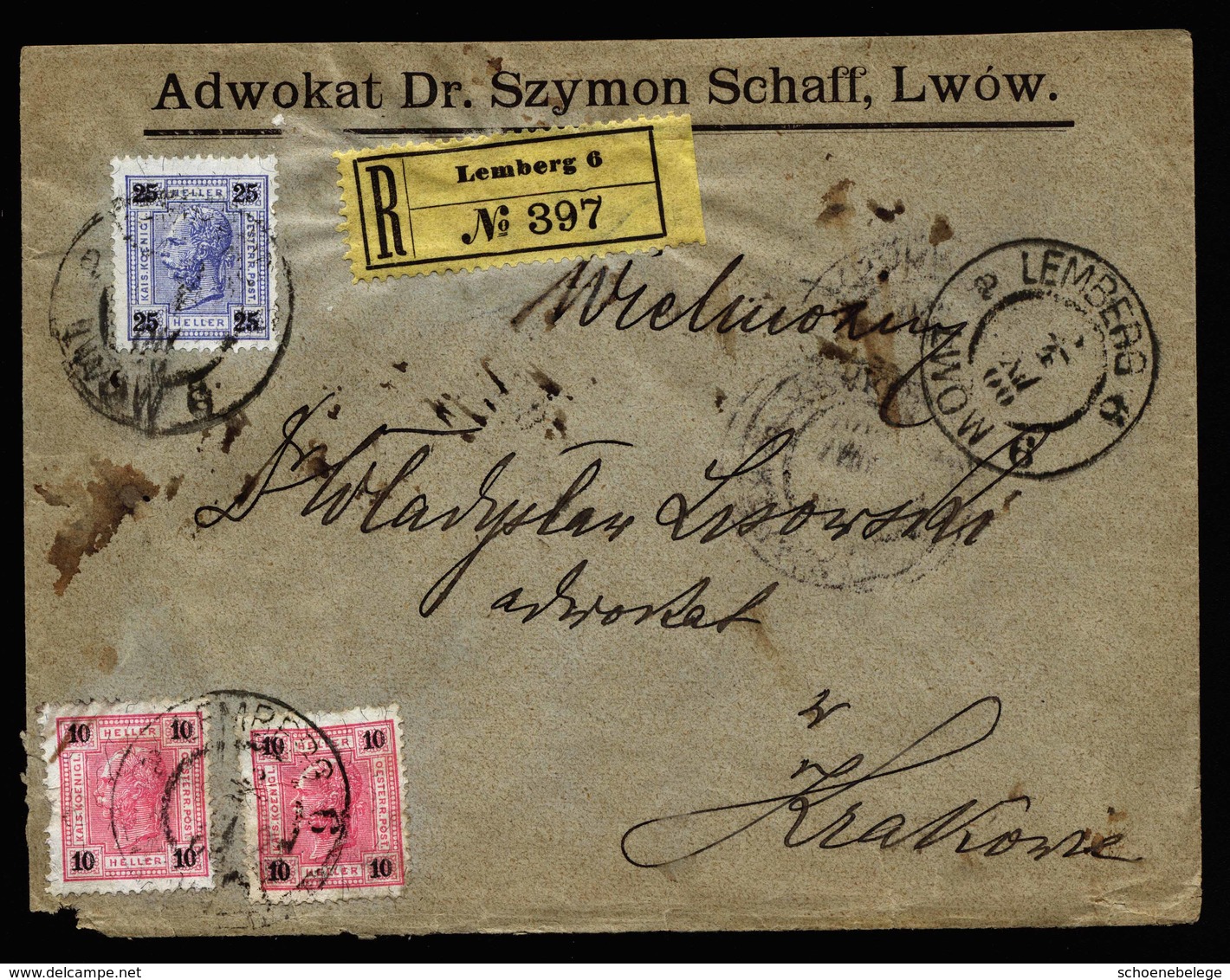 A5889) Austria Österreich R-Brief Lemberg 03.07.1900 N. Krakau - Briefe U. Dokumente