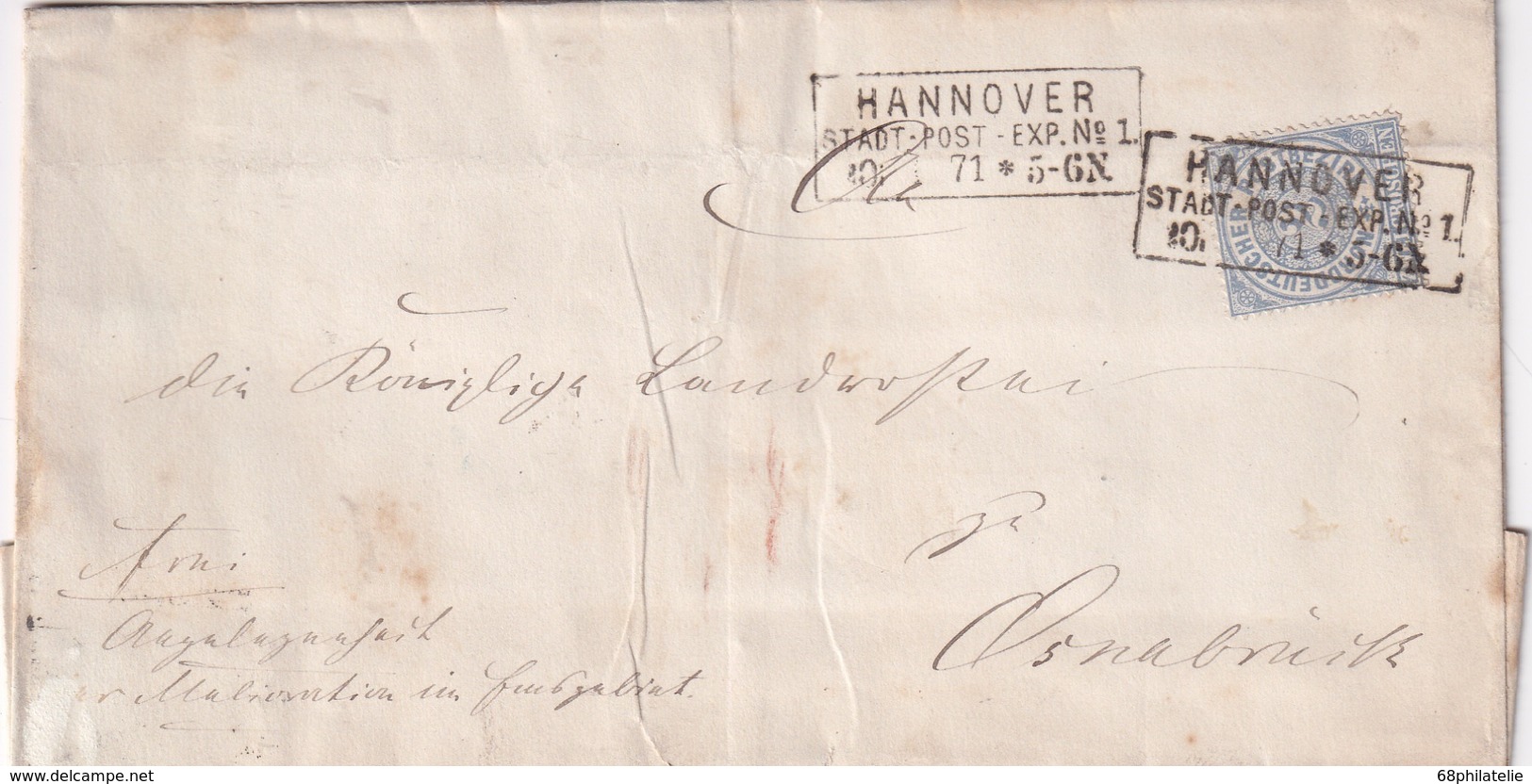 NORDDEUTSCHER BUND 1871  LETTRE DE HANNOVER - Altri & Non Classificati