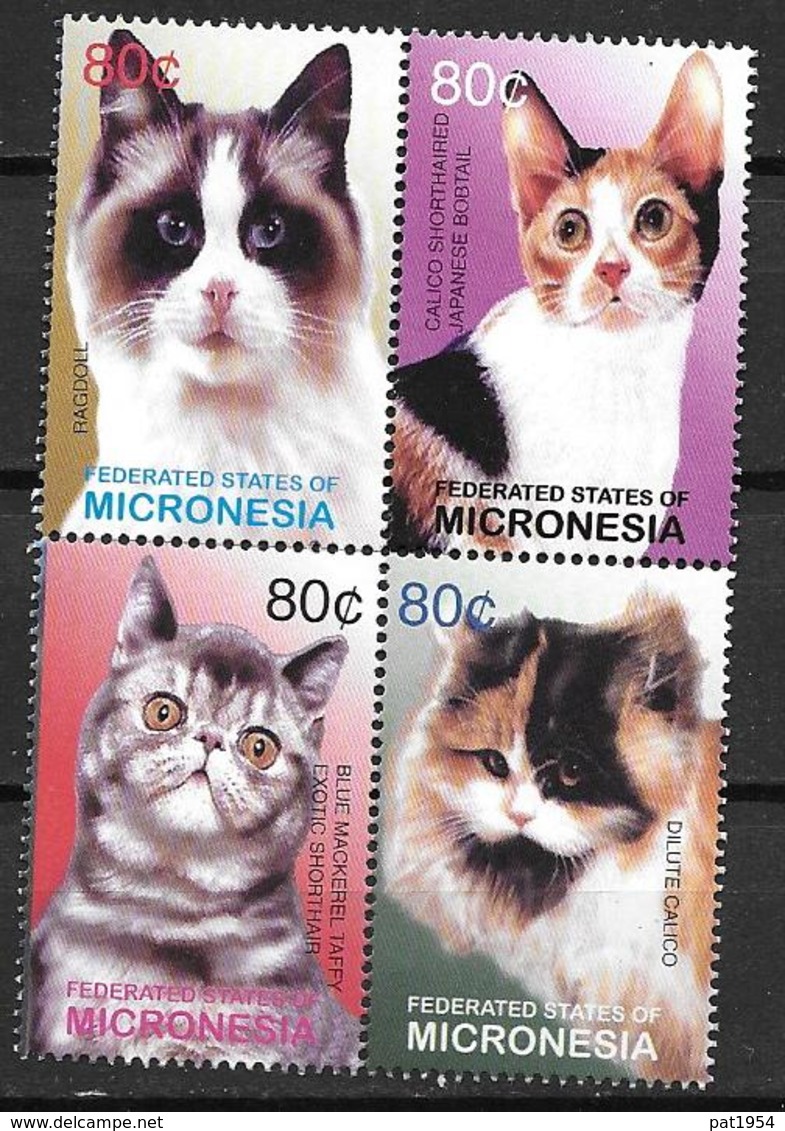 Micronésie 2003 N° 1277/1280 En Bloc Avec Chats - Chats Domestiques