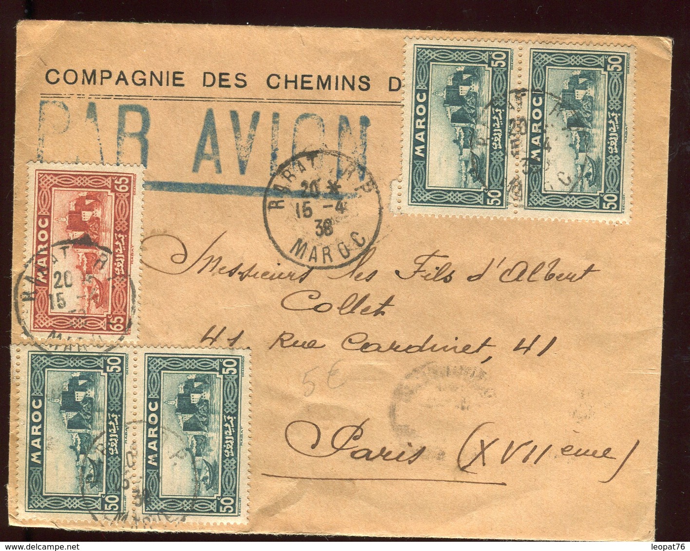 Maroc - Enveloppe Par Avion De Rabat Pour Paris En 1938 - Prix Fixe - Réf F43 - Lettres & Documents