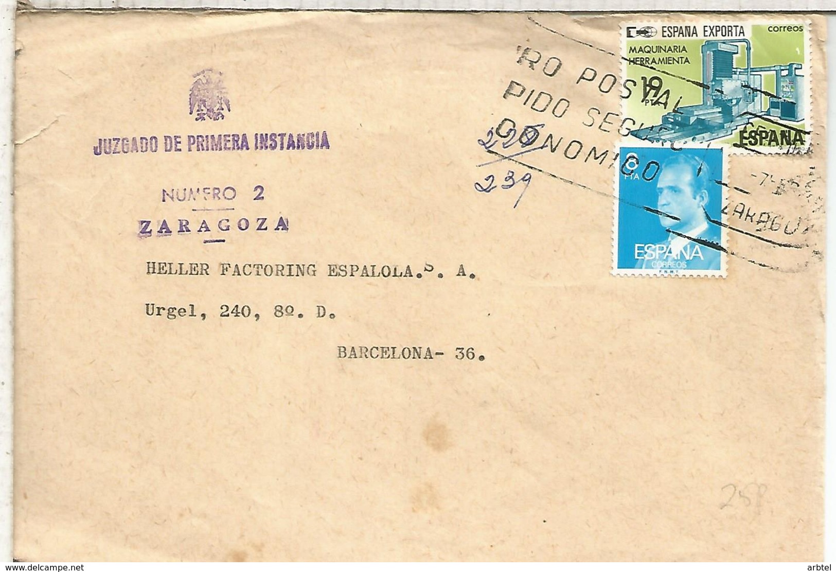 ZARAGOZA CC SELLO MAQUINARIA HERRAMIENTA INDUSTRIA - Cartas & Documentos