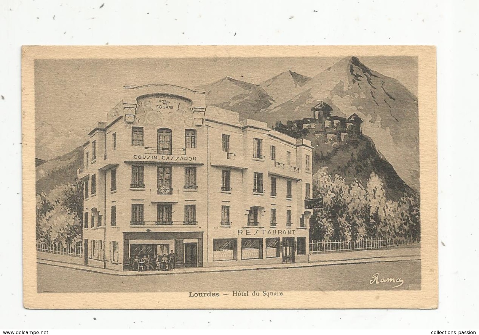 Cp ,hôtels & Restaurants , 65 ,Lourdes, HOTEL DU SQUARE , Voyagée 1933 - Hotels & Restaurants