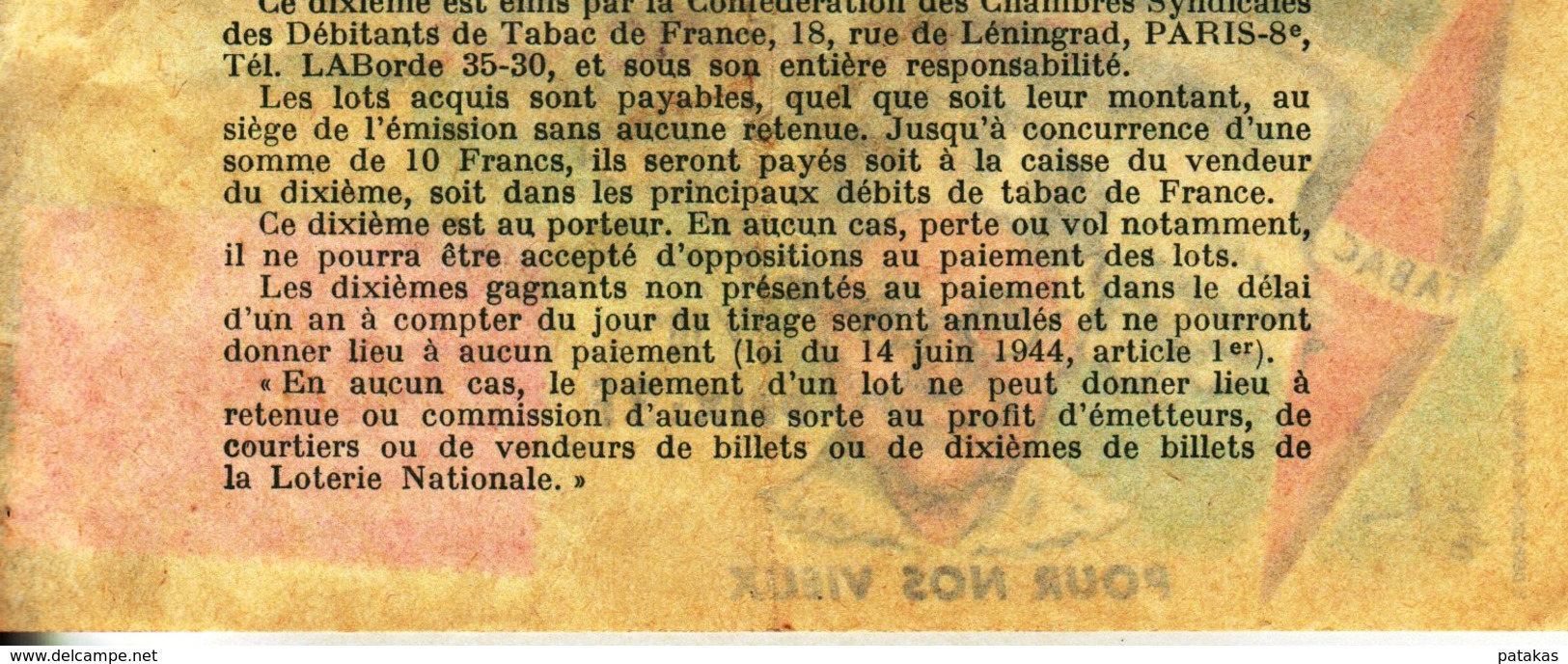 France - 193 - Confédération Des Débitants De Tabac De France - 8 ème Tranche 1965 - Lottery Tickets