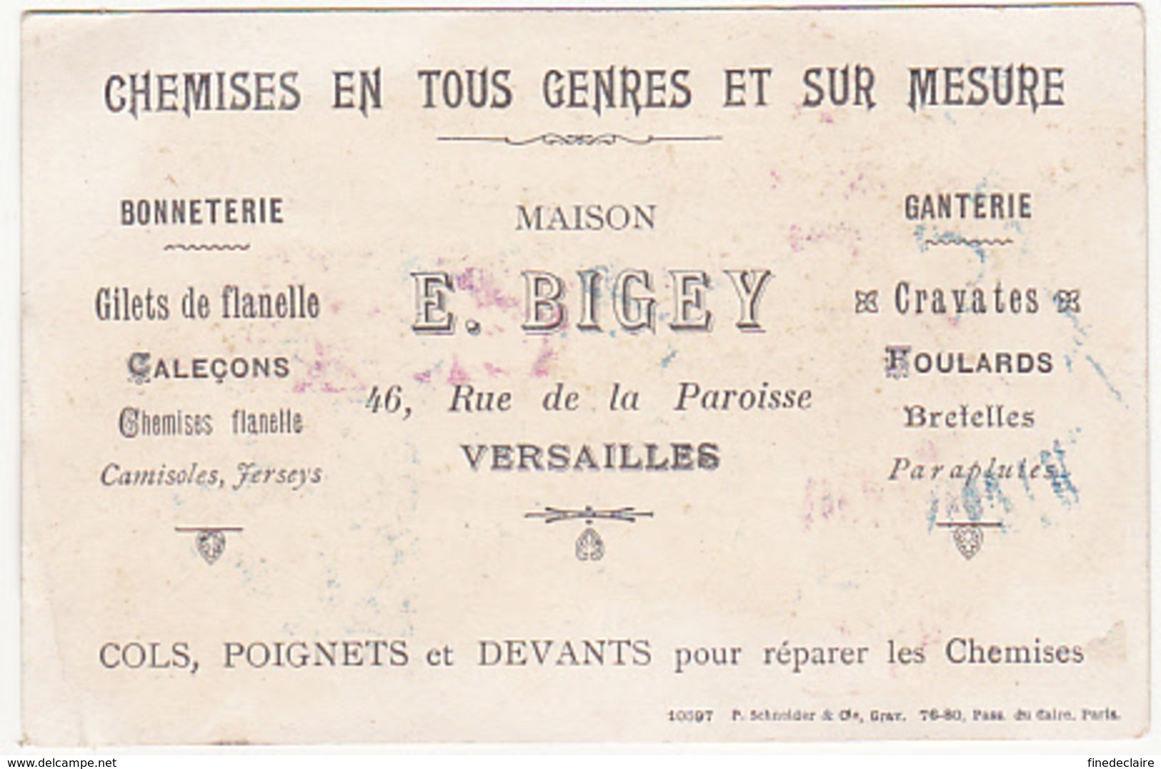 Chromo - Maison E. Bigey, Versailles - Autres & Non Classés