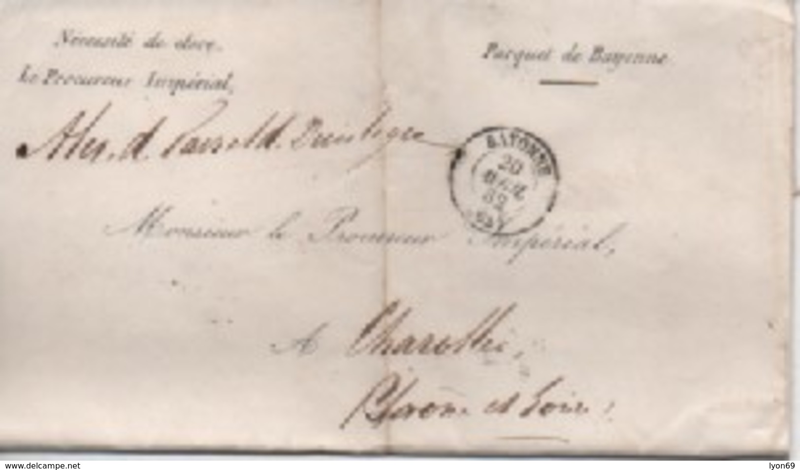 //LETTRE DE BAYONNE  20/04/92 POUR CHAROLLES - 1849-1876: Période Classique