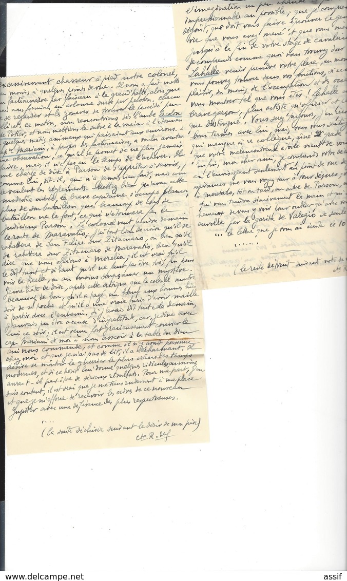 MEXIQUE MEXICO  Autographe Jules de Rafélis de St-Sauveur  (Lieutenant 1866 ) 3 è Zouaves  71 lettres  270  p. 1864 /67