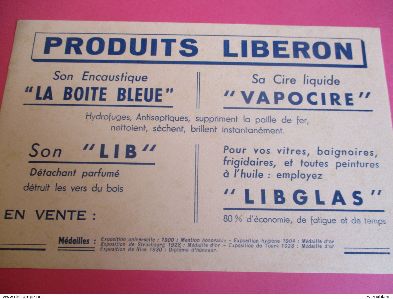 Buvard/Lavage / Produits LIBERON / Boite Bleue/Vapocire/LIBGLAS/ LIB //Vers1945-1960   BUV355 - Produits Ménagers