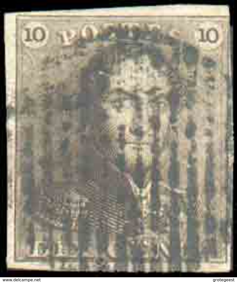 N°1 - Epaulette 10 Centimes Brune, TB Margée Et Belle Obl. RURALE à 14 Barres. - TB - 13698 - 1849 Hombreras